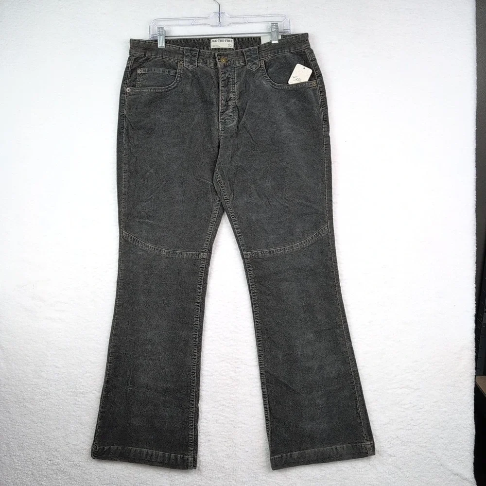 NWT Free People We The Free Flora Bootcut Corduroy Pants Womens 32 Vintage Green
